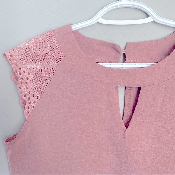 Pink sheer blouse with embroidered sleeves - Picture 2 of 10